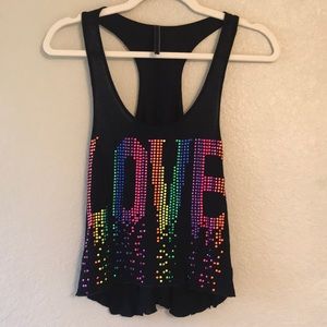 Black neon LOVE crop top